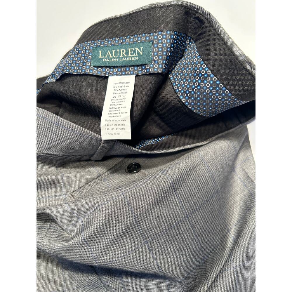 Lauren Ralph Lauren Men’s 42R Gray Wool Blend Suit Windowpane Check 36x30 - Picture 10 of 10